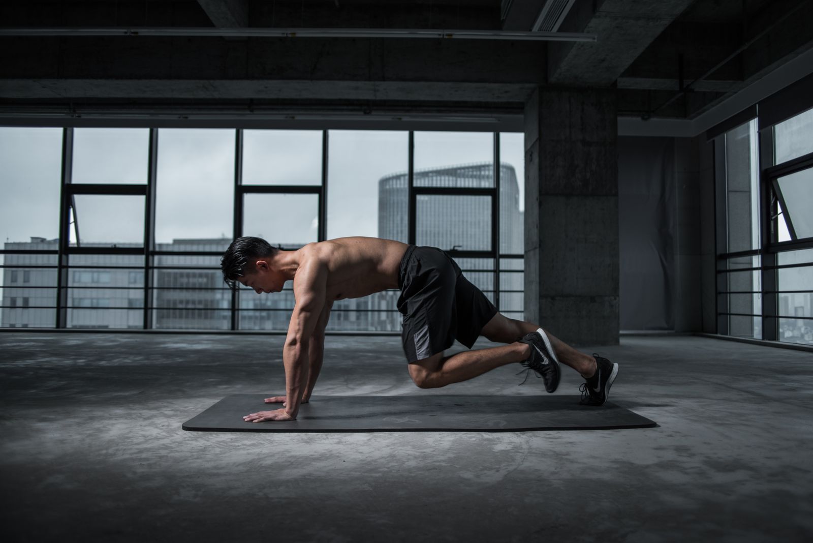 Athlete training in a modern studio